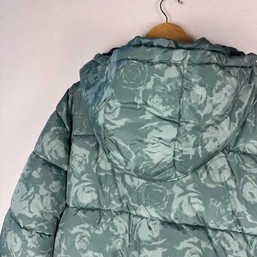 Mode of One Mens Puffer Jacket Seedling Green Floral Camo Hooded XXL 100188366MN